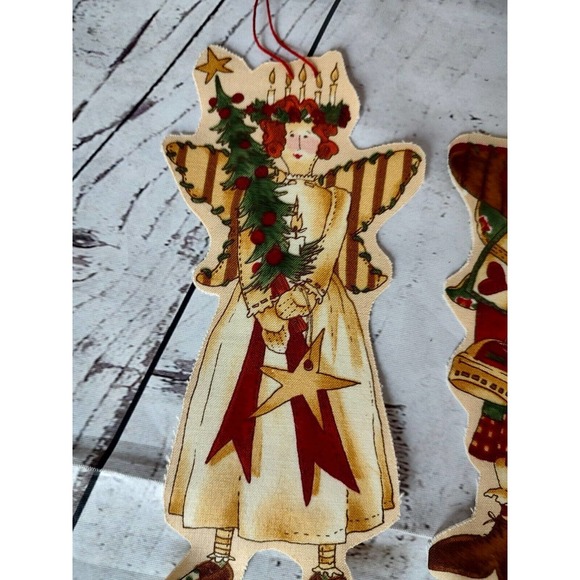 Ragg Angels VTG Alexander Henry Fabric Lot Of 2 Ornaments 1994 Wings Stars USA - Picture 2 of 5